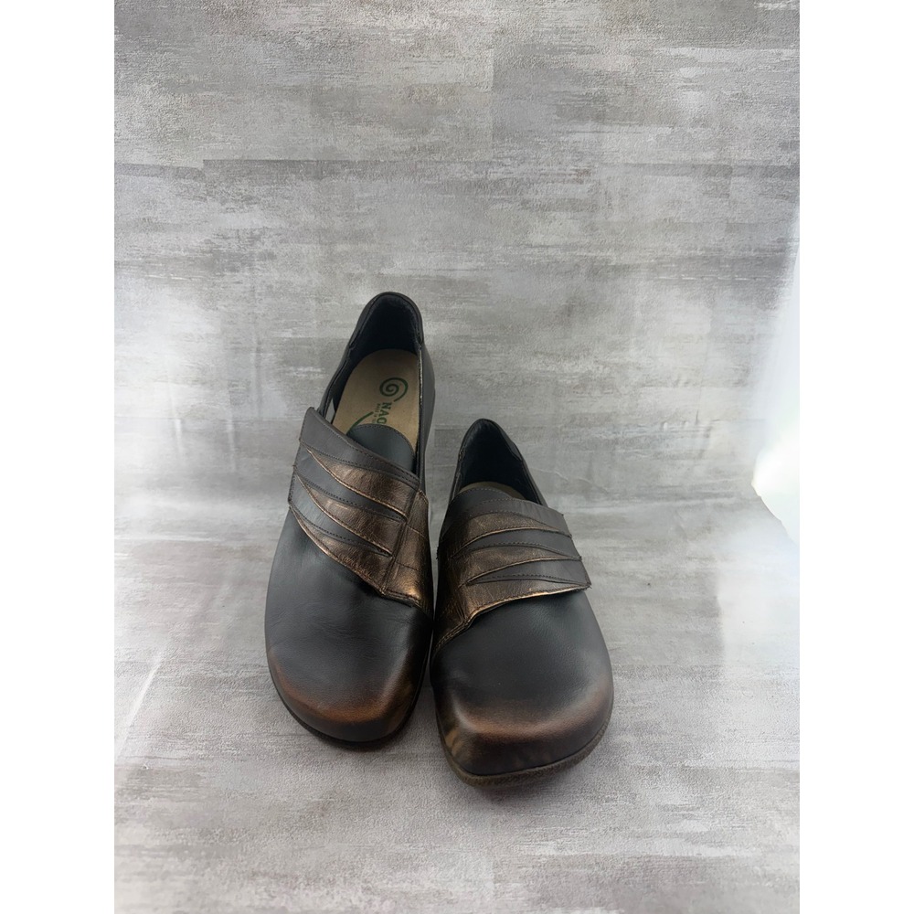Naot Koru Brown Bronze Leather Metallic Slip On Shoes Women Sz 41 Made in Israel